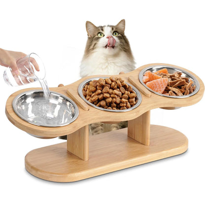 BaKay Trio — Wooden feeder with 3 bowls