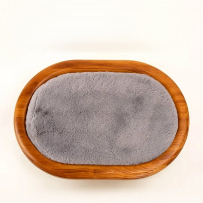 BaKay Brisa — cama em madeira com almofada cinzenta, vista de cima